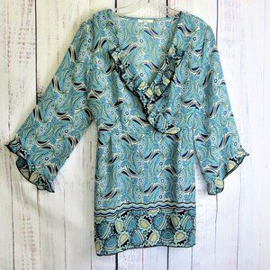 Blue Aqua Paisley Print Tunic Blouse by Nicola....325